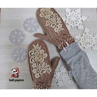  دستکش بافتنی گیپوردوزی شده 